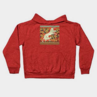 RAMPANT WHITE HORSE WITH TREES IN WOODLAND Art Nouveau Animals Kids Hoodie